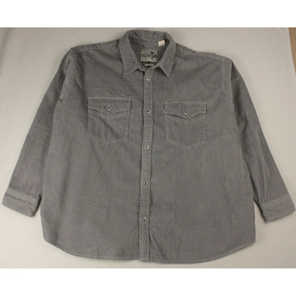 Levis‎ SilverTab Corduroy Shirt Mens XL Gray Button Up Long Sleeve Workwear